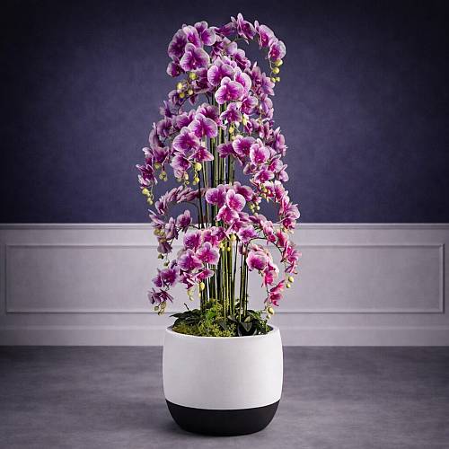 Supergreens Τεχνητό Φυτό Ορχιδέα "Phalaenopsis" Real Touch με Moss Βάση Μώβ 180 εκ.