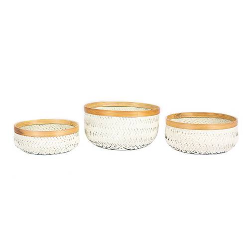Supergreens Καλάθι Ρατάν Set/3 Λευκό 28x28x13 εκ.