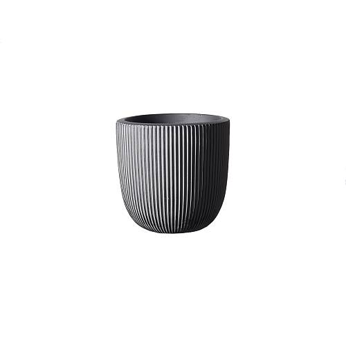 Supergreens Γλάστρα Πήλινη Στρογγυλή ''Stripe'' Γκρι S 24x24x23 εκ.