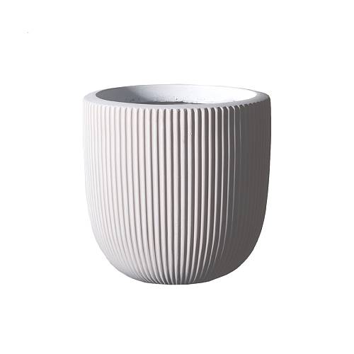 Supergreens Γλάστρα Πήλινη Στρογγυλή ''Stripe'' Λευκή M 31x31x28 εκ.