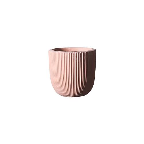 Supergreens Γλάστρα Πήλινη Στρογγυλή ''Stripe'' Σομόν S 24x24x23 εκ.