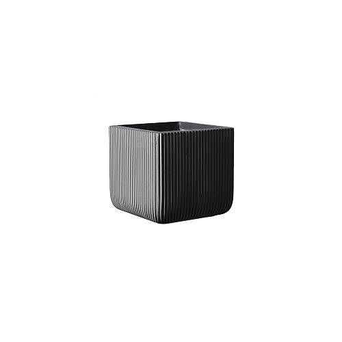 Supergreens Γλάστρα Πήλινη Τετράγωνη ''Stripe'' Γκρι S 24x24x23 εκ.