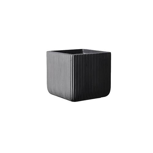 Supergreens Γλάστρα Πήλινη Τετράγωνη ''Stripe'' Γκρι M 31x31x28 εκ.