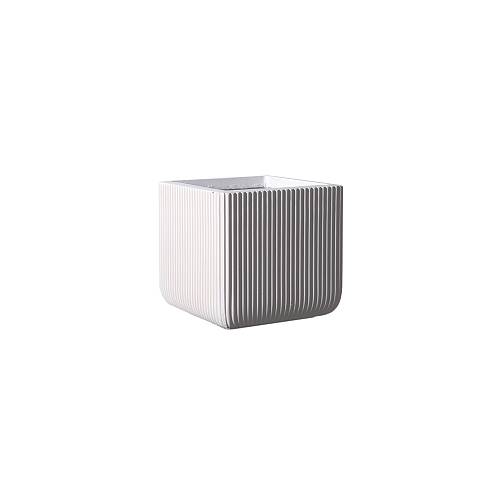 Supergreens Γλάστρα Πήλινη Τετράγωνη ''Stripe'' Λευκή S 24x24x23 εκ.