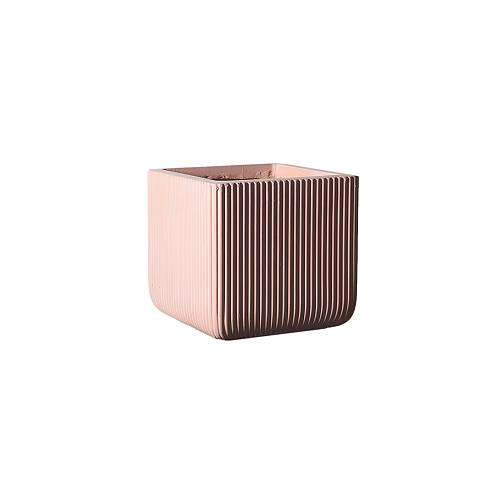 Supergreens Γλάστρα Πήλινη Τετράγωνη ''Stripe'' Σομόν M 31x31x28 εκ.