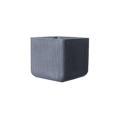 Supergreens Γλάστρα Πήλινη Τετράγωνη "Stripe" Γκρι Σκούρο S 23x23x22 εκ.