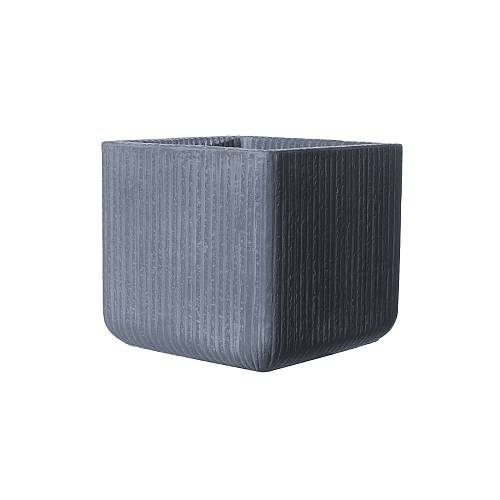 Supergreens Γλάστρα Πήλινη Τετράγωνη "Stripe" Γκρι Σκούρο M 30x30x27 εκ.
