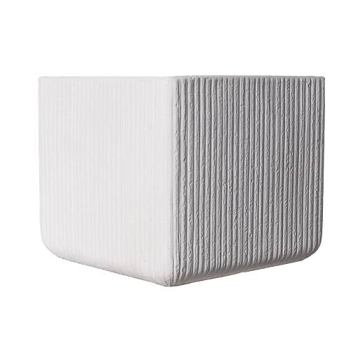 Supergreens Γλάστρα Πήλινη Τετράγωνη "Stripe" Λευκή XL 44x44x38 εκ.