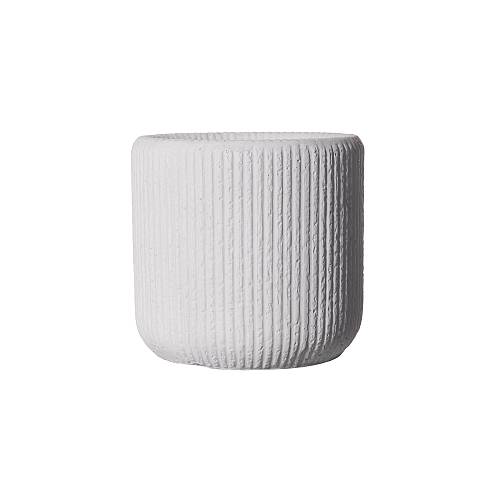 Supergreens Γλάστρα Πήλινη Στρογγυλή "Stripe" Λευκή S 27x27x25 εκ.