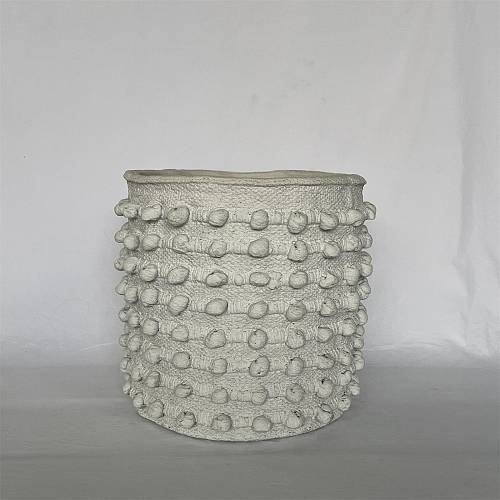 Supergreens Γλάστρα Τσιμεντένια Στρογγυλή "Relieva" Μπέζ 35x34.5x32.5 εκ.