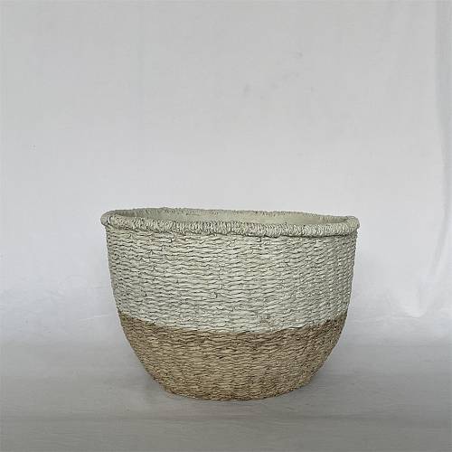 Supergreens Γλάστρα Τσιμεντένια Στρογγυλή "Aelia Weave" Δίχρωμη 34.5x34x22.5 εκ.