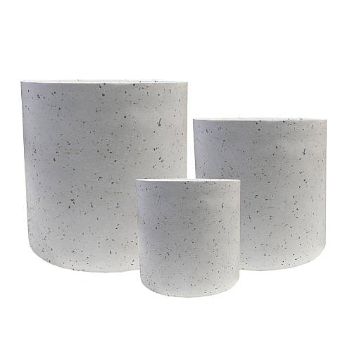 Supergreens Γλάστρα Πήλινη Κύλινδρος "Celestia" Λευκό Terrazzo S 26x26x25 εκ.