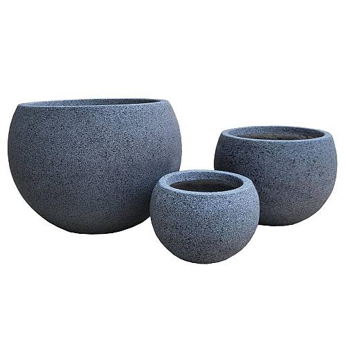 Supergreens Γλάστρα Πήλινη Στρογγυλή "Cemento" Γκρι Stone S 24x24x20 εκ.