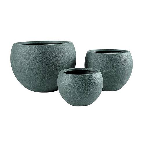 Supergreens Γλάστρα Πήλινη Στρογγυλή "Verde" Πράσινο Sandstone S 29x29x22.5 εκ.