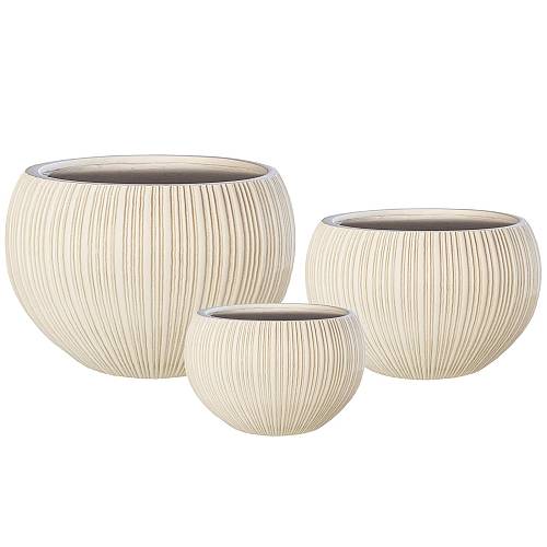 Supergreens Γλάστρα Πήλινη Στρογγυλή "Antica" Anti-Beige L 48x48x37.5 εκ.