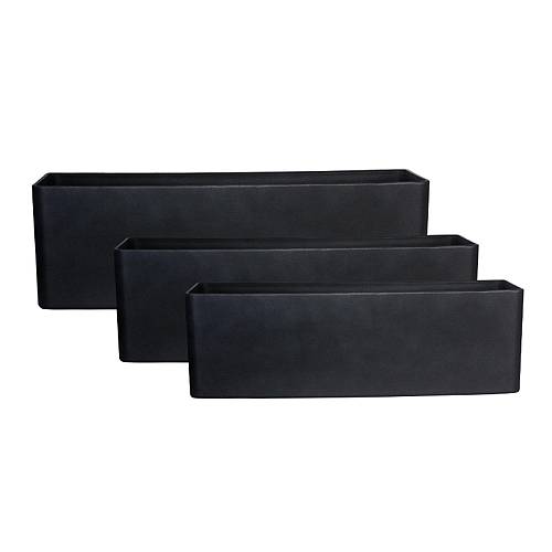 Supergreens Γλάστρα Ρητίνης Ορθογώνια "Linear Block" Μαύρη S 60x18x18 εκ.