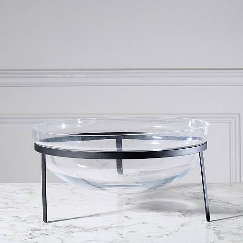 Supergreens Βάζο Γυάλινο Διάφανο με Μαύρη Βάση 39x39x15 εκ.