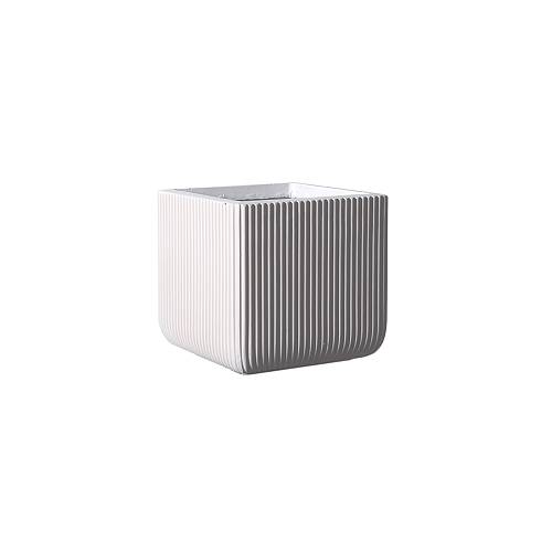 Supergreens Γλάστρα Πήλινη Τετράγωνη ''Stripe'' Λευκή M 31x31x28 εκ.