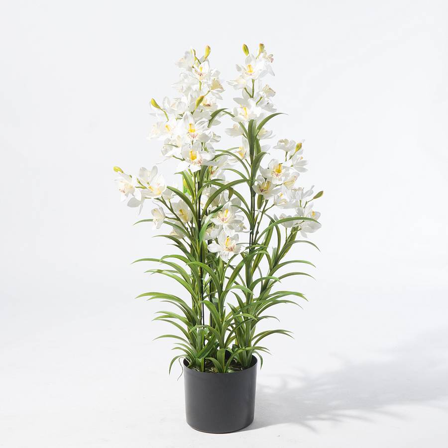 Supergreens Τεχνητό Φυτό Ορχιδέα Cymbidium Orchid Λευκό 125 εκ.