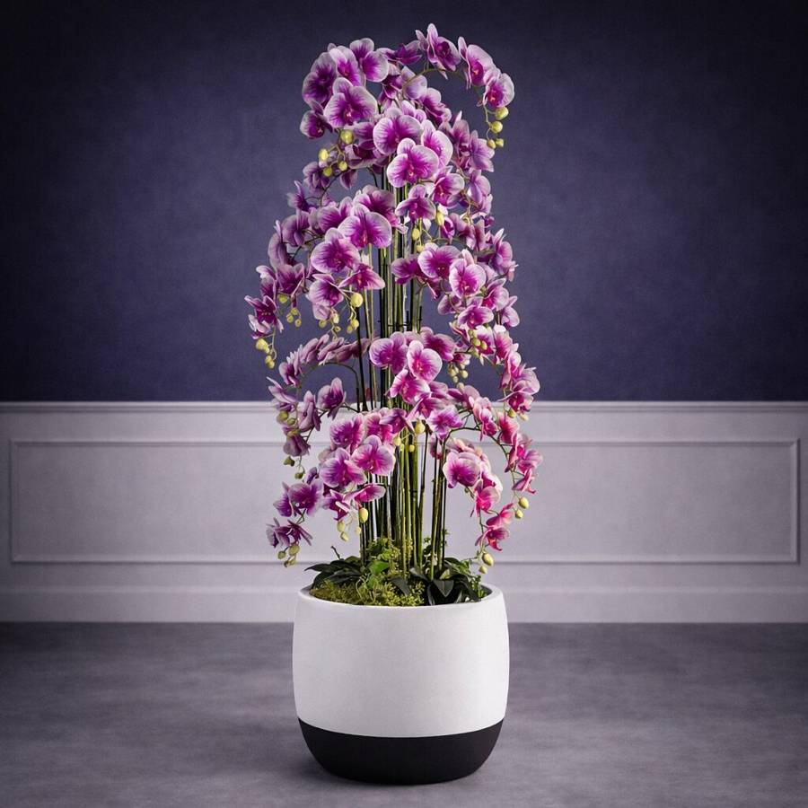 Supergreens Τεχνητό Φυτό Ορχιδέα Phalaenopsis Real Touch με Moss Βάση Μώβ 180 εκ.