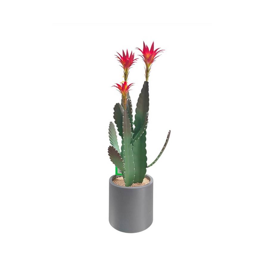 Supergreens Τεχνητό Φυτό Κάκτος Flora Spike Πράσινο με Άνθη Φούξια 80 εκ.