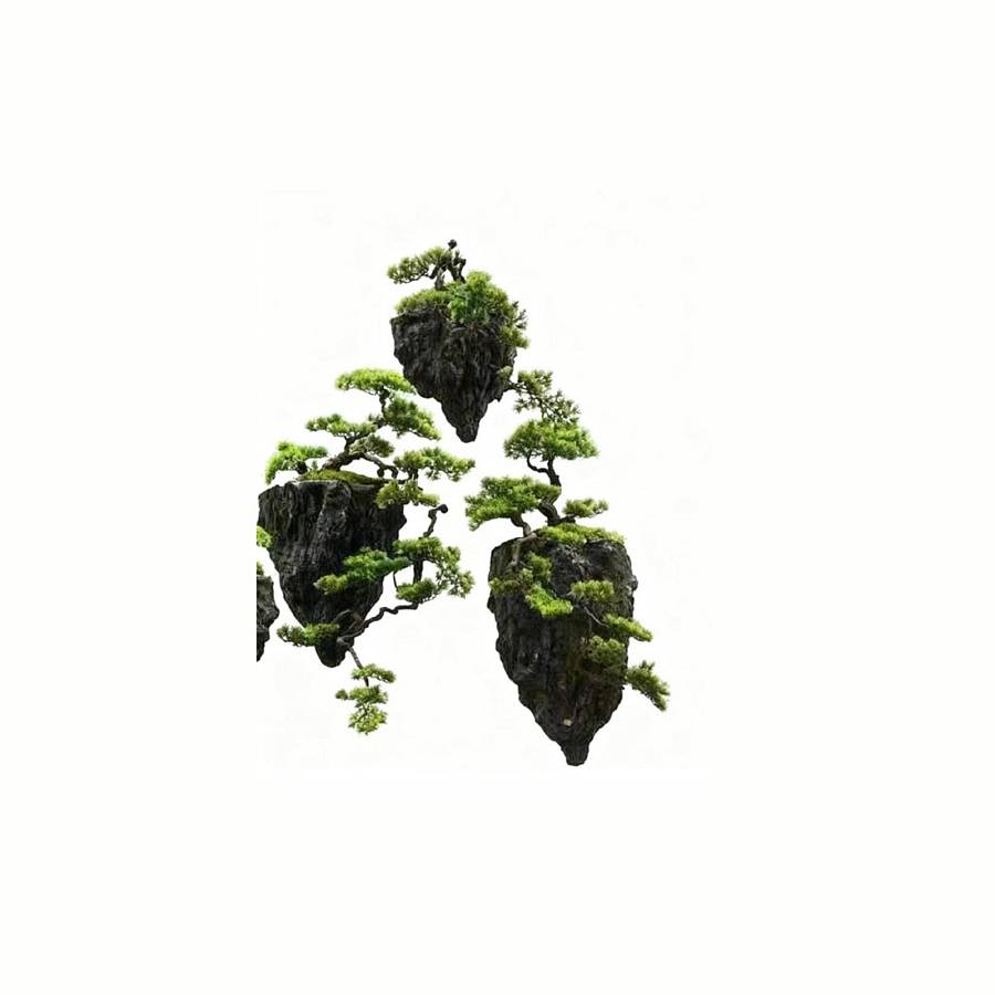 Supergreens Τεχνητό Κρεμαστό Μπονσάι Πεύκο σε Πέτρα Sky Root Πράσινο 70 εκ.
