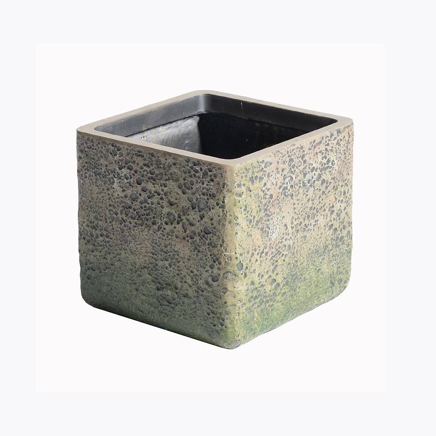Supergreens Γλάστρα Πήλινη Τετράγωνη Βρύα Πράσινη 37x37x32 εκ.
