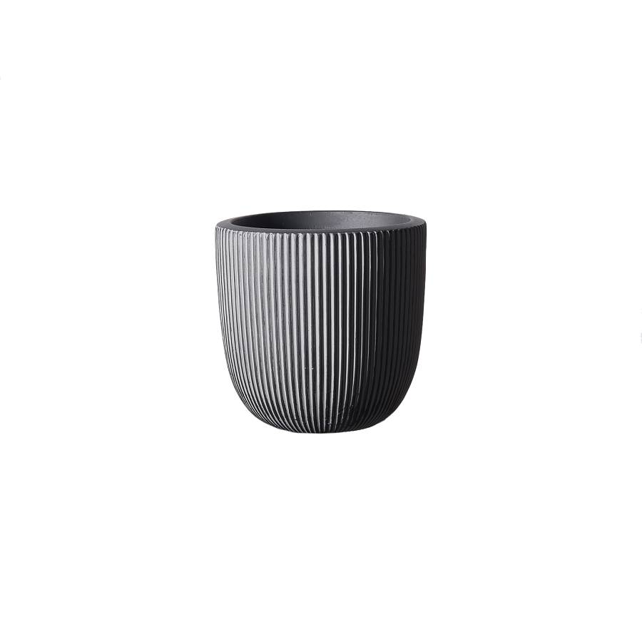 Supergreens Γλάστρα Πήλινη Στρογγυλή Stripe Γκρι S 24x24x23 εκ.