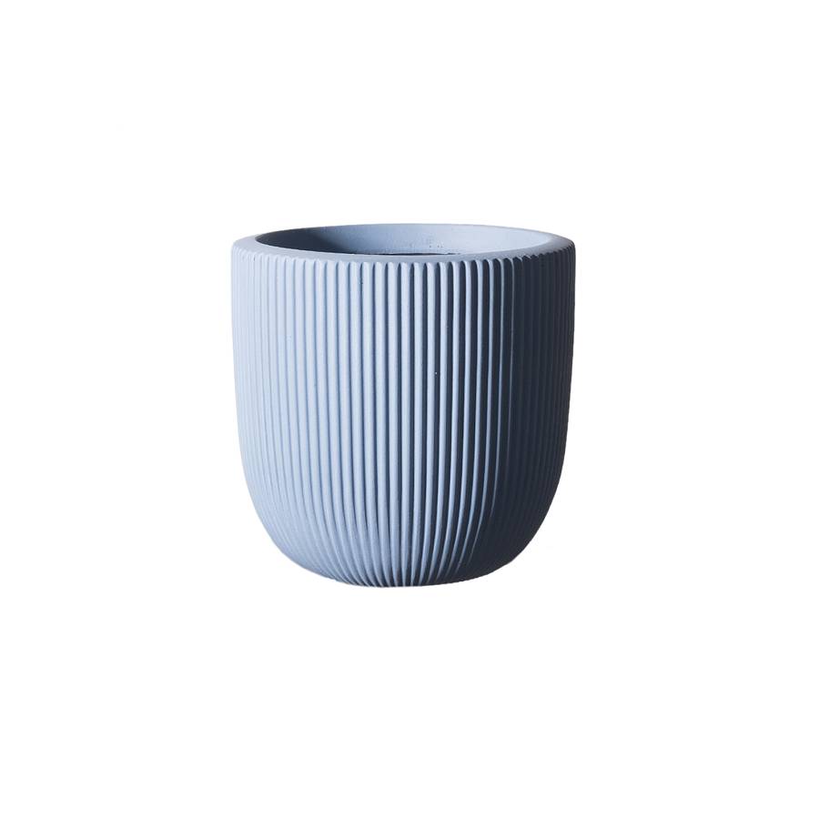 Supergreens Γλάστρα Πήλινη Στρογγυλή Stripe Μπλε L 37x37x33 εκ.