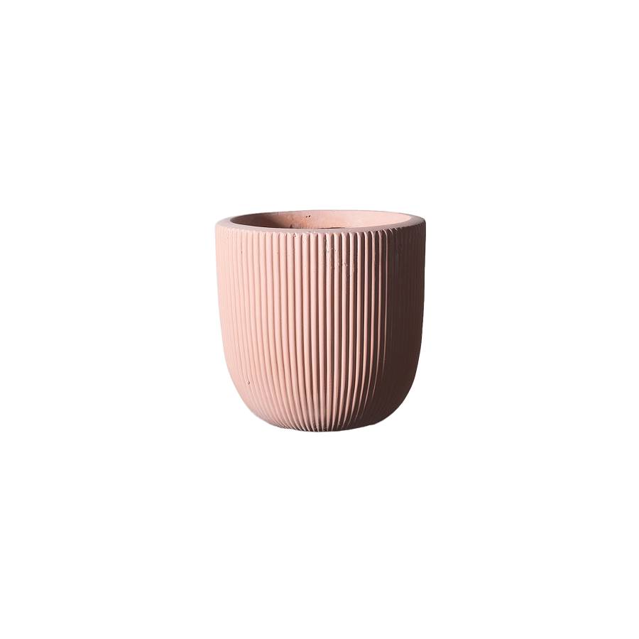 Supergreens Γλάστρα Πήλινη Στρογγυλή Stripe Σομόν S 24x24x23 εκ.