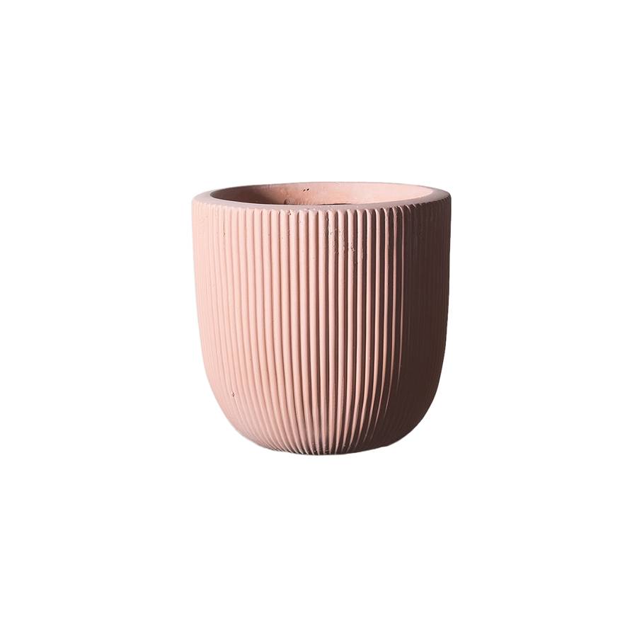Supergreens Γλάστρα Πήλινη Στρογγυλή Stripe Σομόν L 37x37x33 εκ.