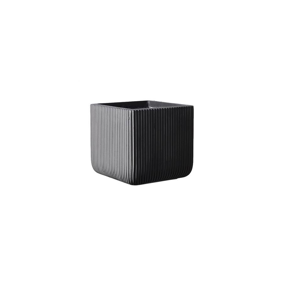 Supergreens Γλάστρα Πήλινη Τετράγωνη Stripe Γκρι S 24x24x23 εκ.