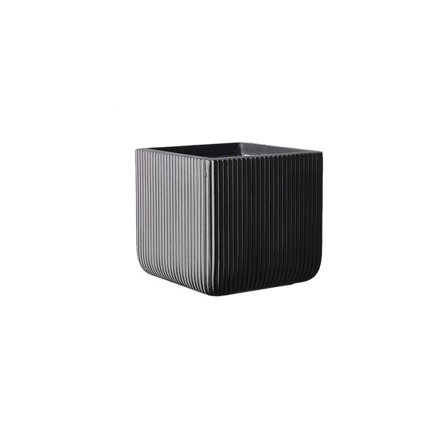 Supergreens Γλάστρα Πήλινη Τετράγωνη Stripe Γκρι M 31x31x28 εκ.