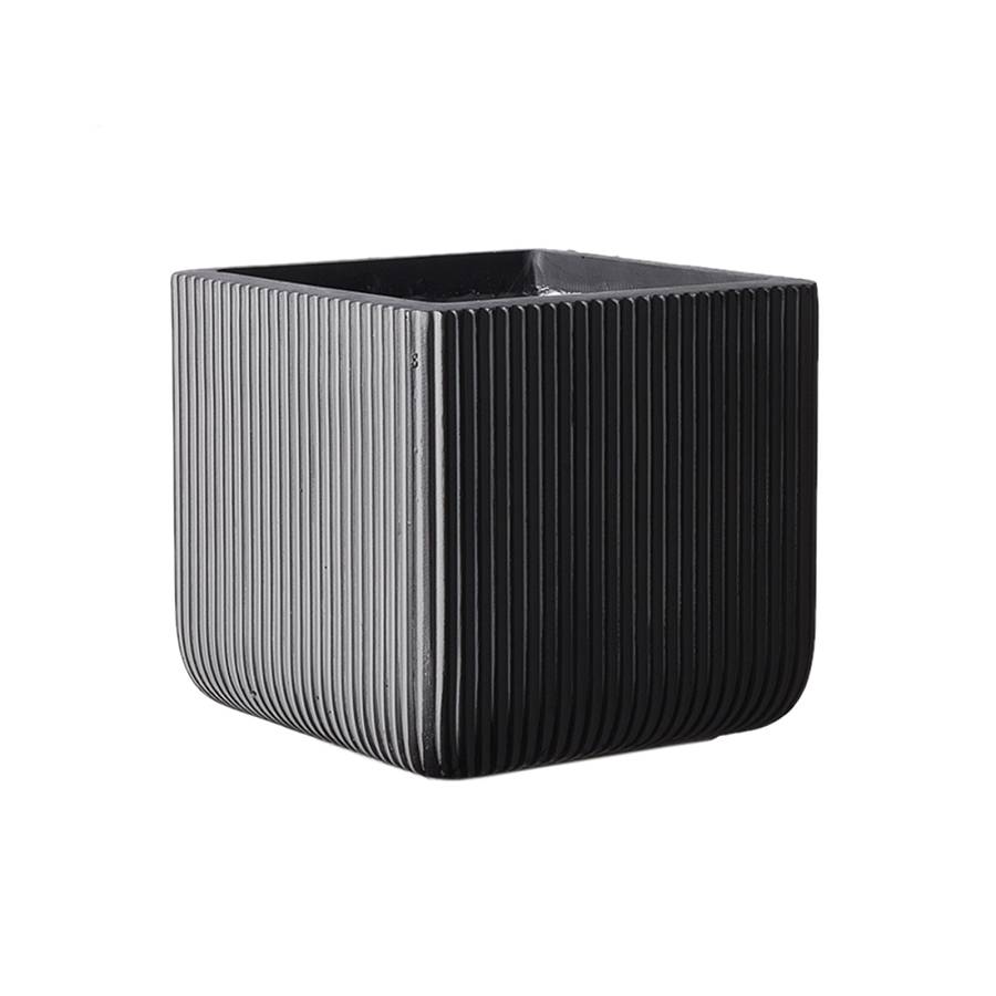 Supergreens Γλάστρα Πήλινη Τετράγωνη Stripe Γκρι XL 44x44x38 εκ.