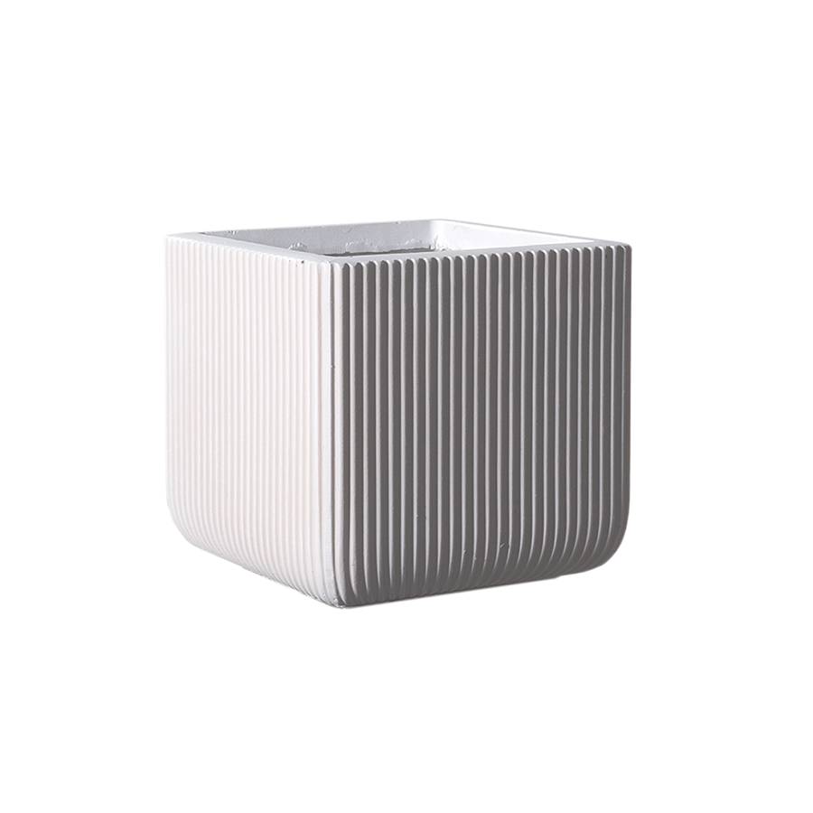 Supergreens Γλάστρα Πήλινη Τετράγωνη Stripe Λευκή XL 44x44x38 εκ.