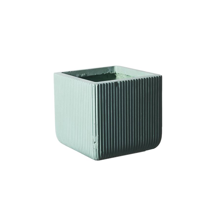 Supergreens Γλάστρα Πήλινη Τετράγωνη Stripe Μέντα L 37x37x33 εκ.