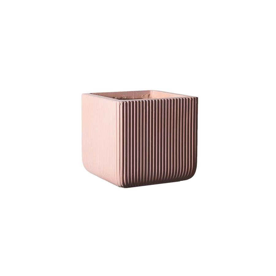 Supergreens Γλάστρα Πήλινη Τετράγωνη Stripe Σομόν M 31x31x28 εκ.