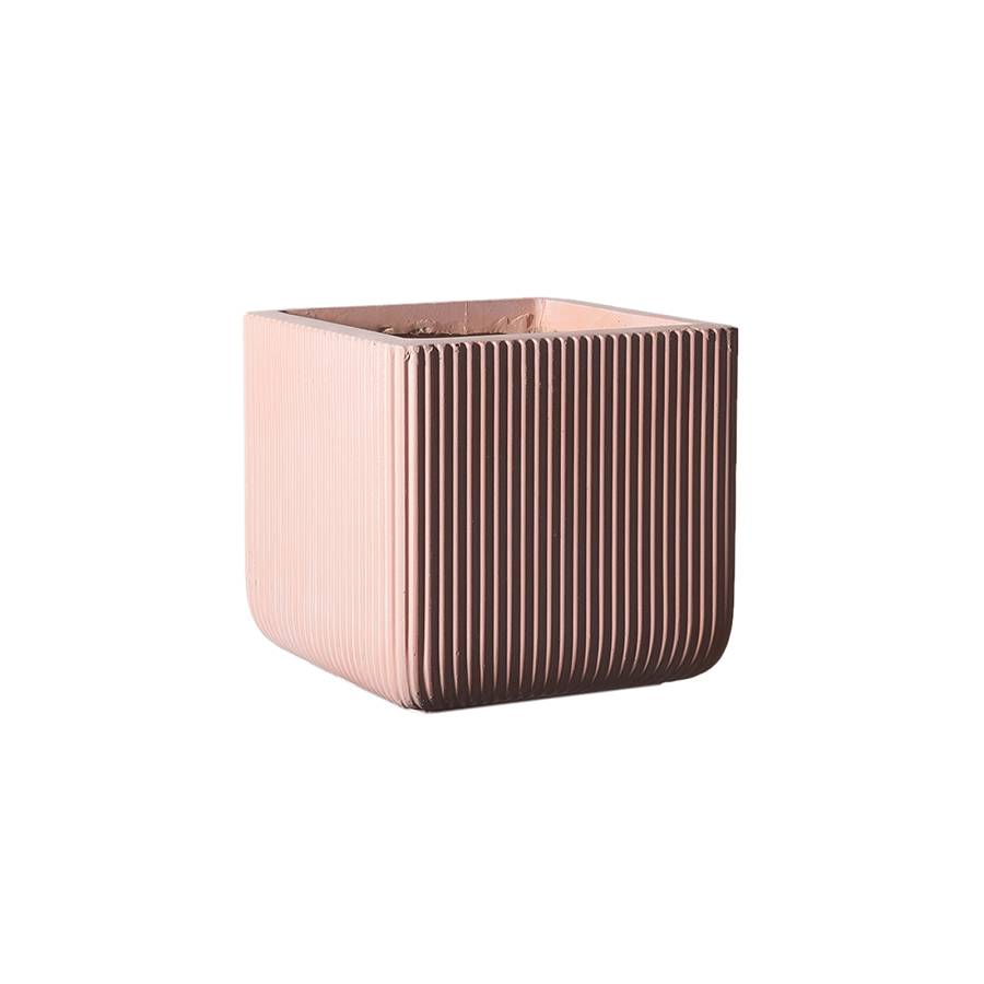 Supergreens Γλάστρα Πήλινη Τετράγωνη Stripe Σομόν L 37x37x33 εκ.