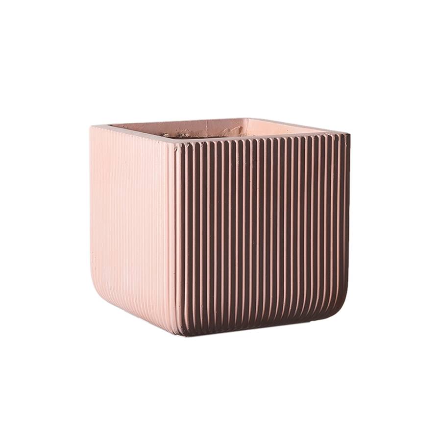 Supergreens Γλάστρα Πήλινη Τετράγωνη Stripe Σομόν XL 44x44x38 εκ.