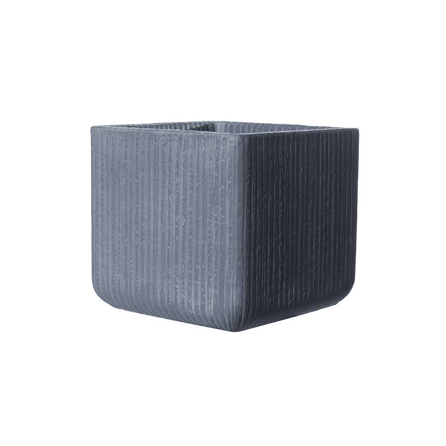 Supergreens Γλάστρα Πήλινη Τετράγωνη Stripe Γκρι Σκούρο M 30x30x27 εκ.
