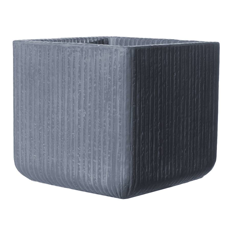 Supergreens Γλάστρα Πήλινη Τετράγωνη Stripe Γκρι Σκούρο XXL 55x55x47 εκ.