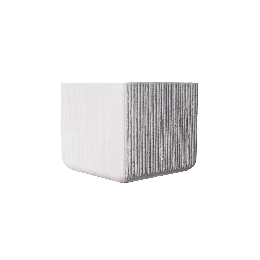 Supergreens Γλάστρα Πήλινη Τετράγωνη Stripe Λευκή S 23x23x22 εκ.