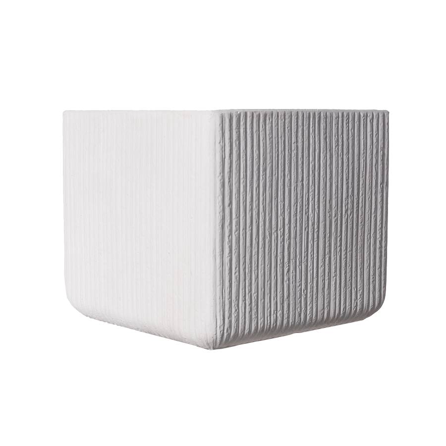Supergreens Γλάστρα Πήλινη Τετράγωνη Stripe Λευκή L 37x37x32 εκ.
