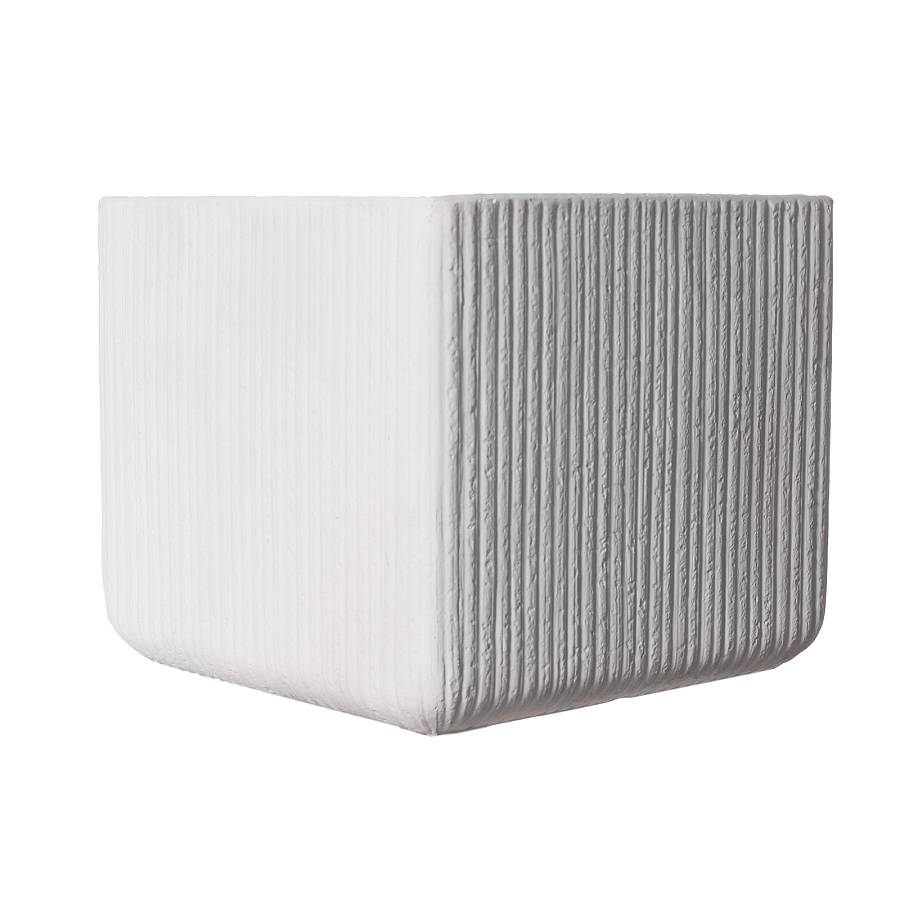 Supergreens Γλάστρα Πήλινη Τετράγωνη Stripe Λευκή XL 44x44x38 εκ.