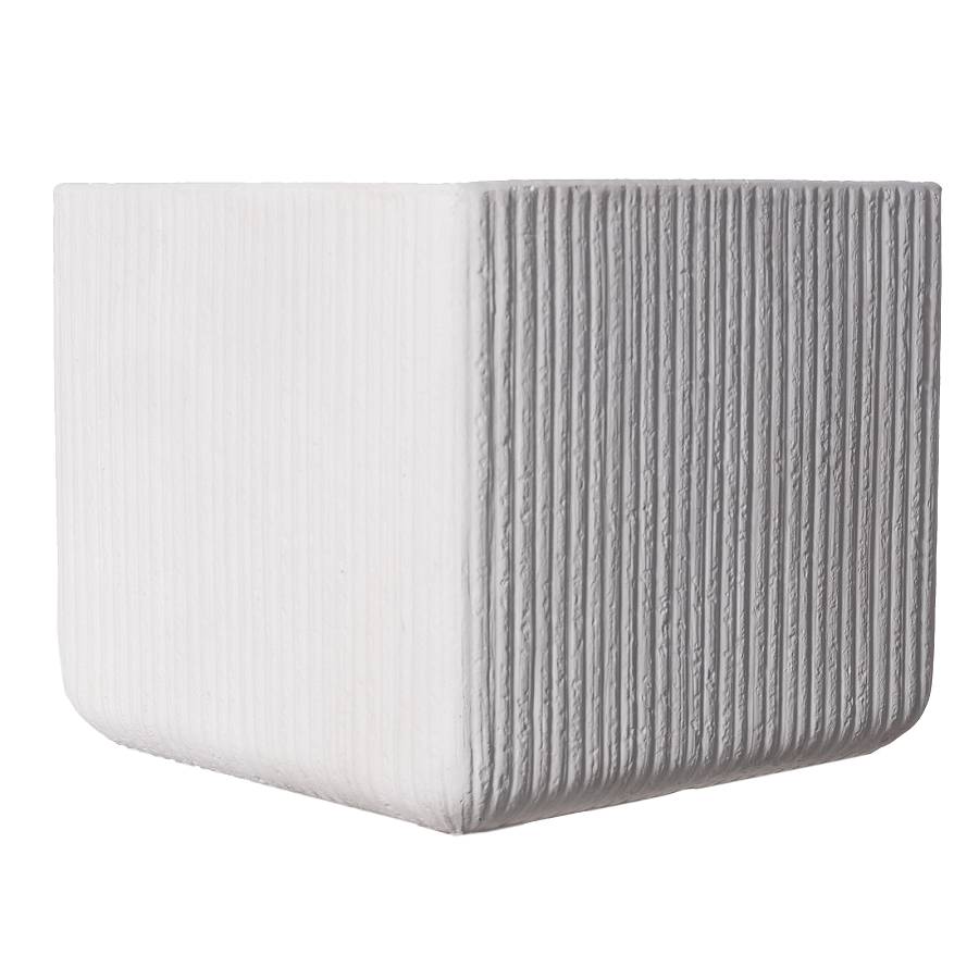 Supergreens Γλάστρα Πήλινη Τετράγωνη Stripe Λευκή XXL 55x55x47 εκ.