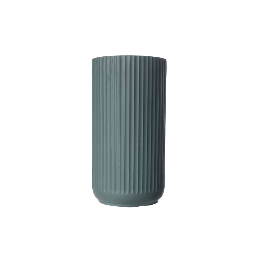 Supergreens Γλάστρα Πήλινη Κύλινδρος Stripe Πράσινο Σκούρο S 26x26x50 εκ.