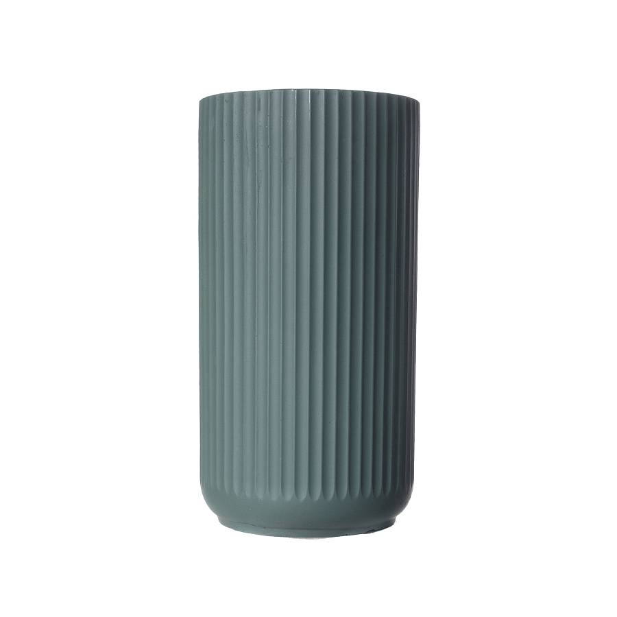 Supergreens Γλάστρα Πήλινη Κύλινδρος Stripe Πράσινο Σκούρο M 33x33x63 εκ.