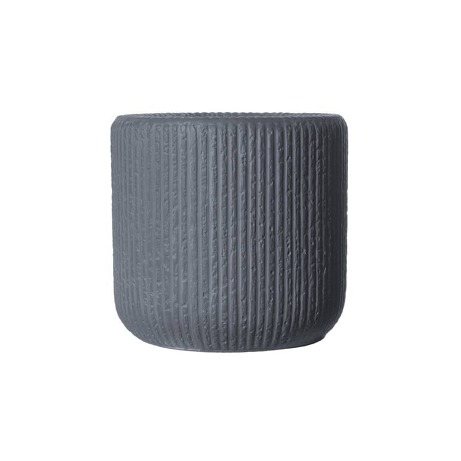 Supergreens Γλάστρα Πήλινη Στρογγυλή Stripe Γκρι Σκούρο S 27x27x25 εκ.