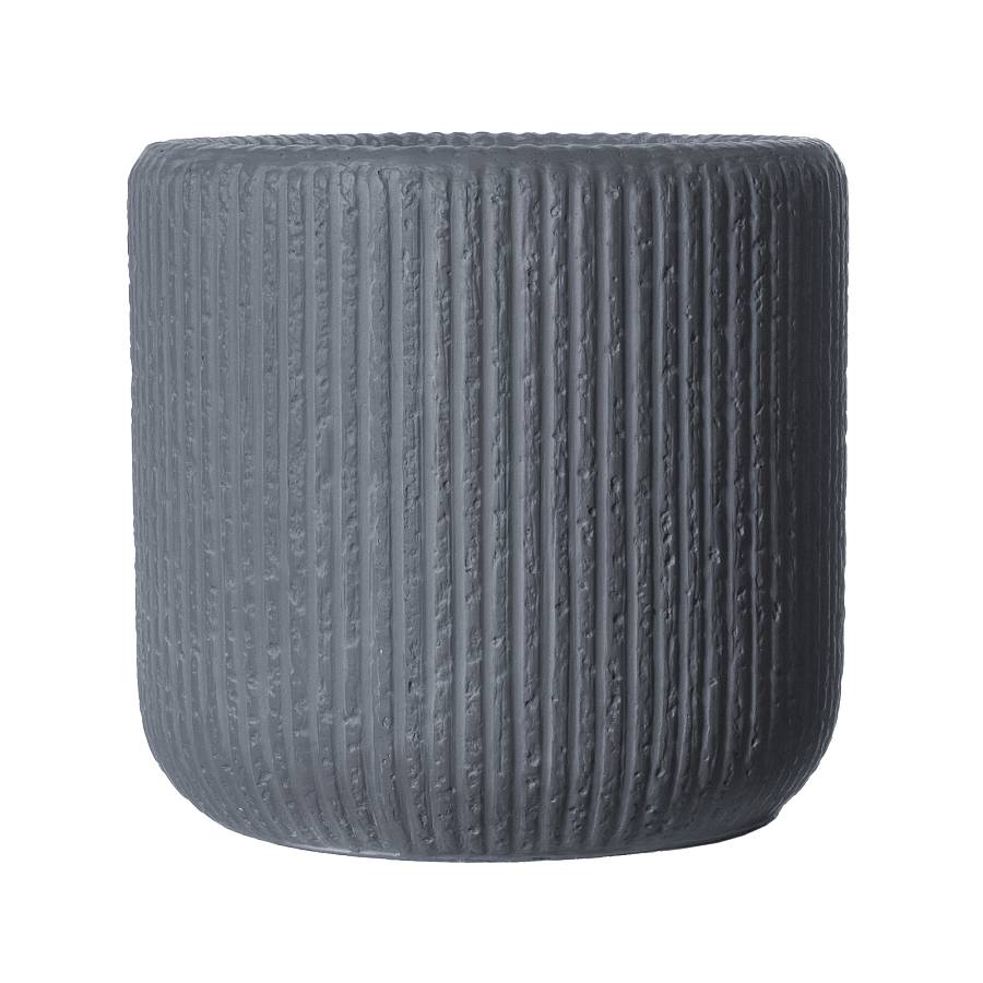 Supergreens Γλάστρα Πήλινη Στρογγυλή Stripe Γκρι Σκούρο L 42x42x40 εκ.