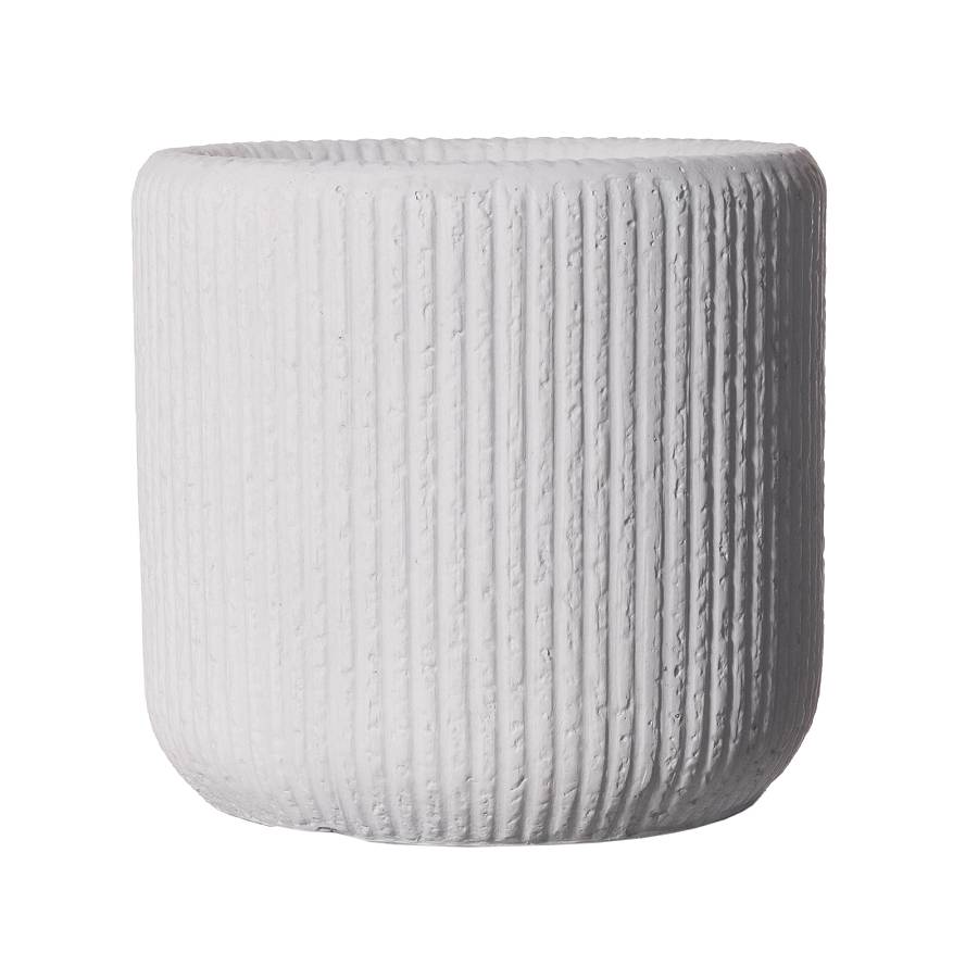 Supergreens Γλάστρα Πήλινη Στρογγυλή Stripe Λευκή L 42x42x40 εκ.